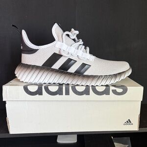 Adidas White Mesh Sneakers with Black Stripes